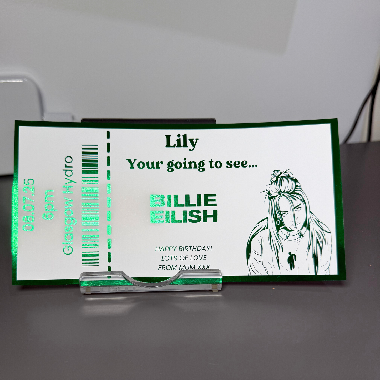 Personalised Foiled Ticket Keepsake