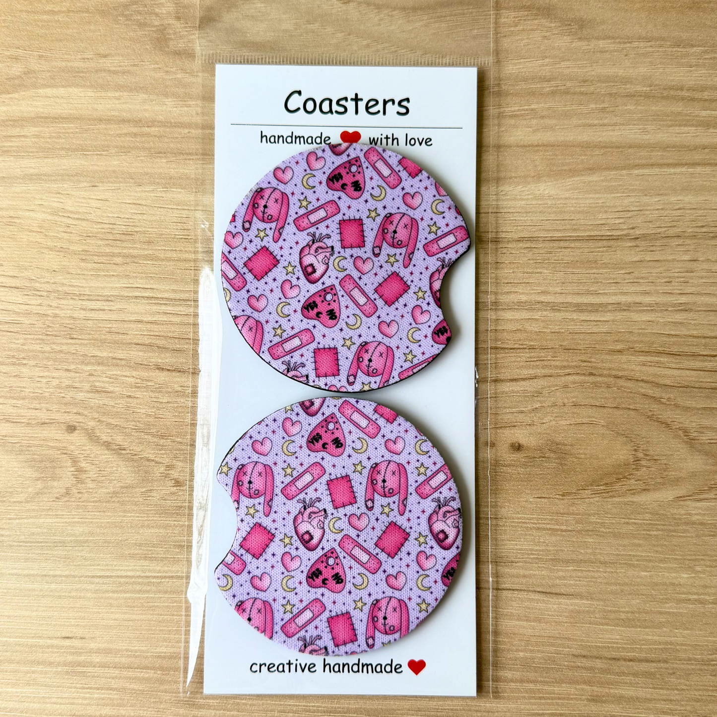 Pastel Bunny Car Coasters
