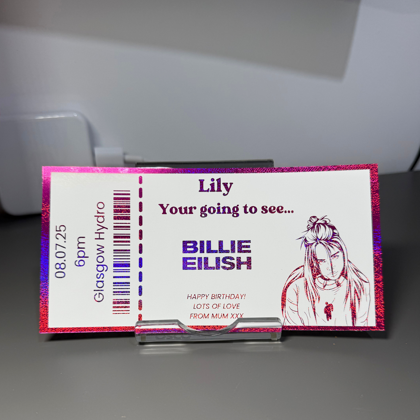 Personalised Foiled Ticket Keepsake