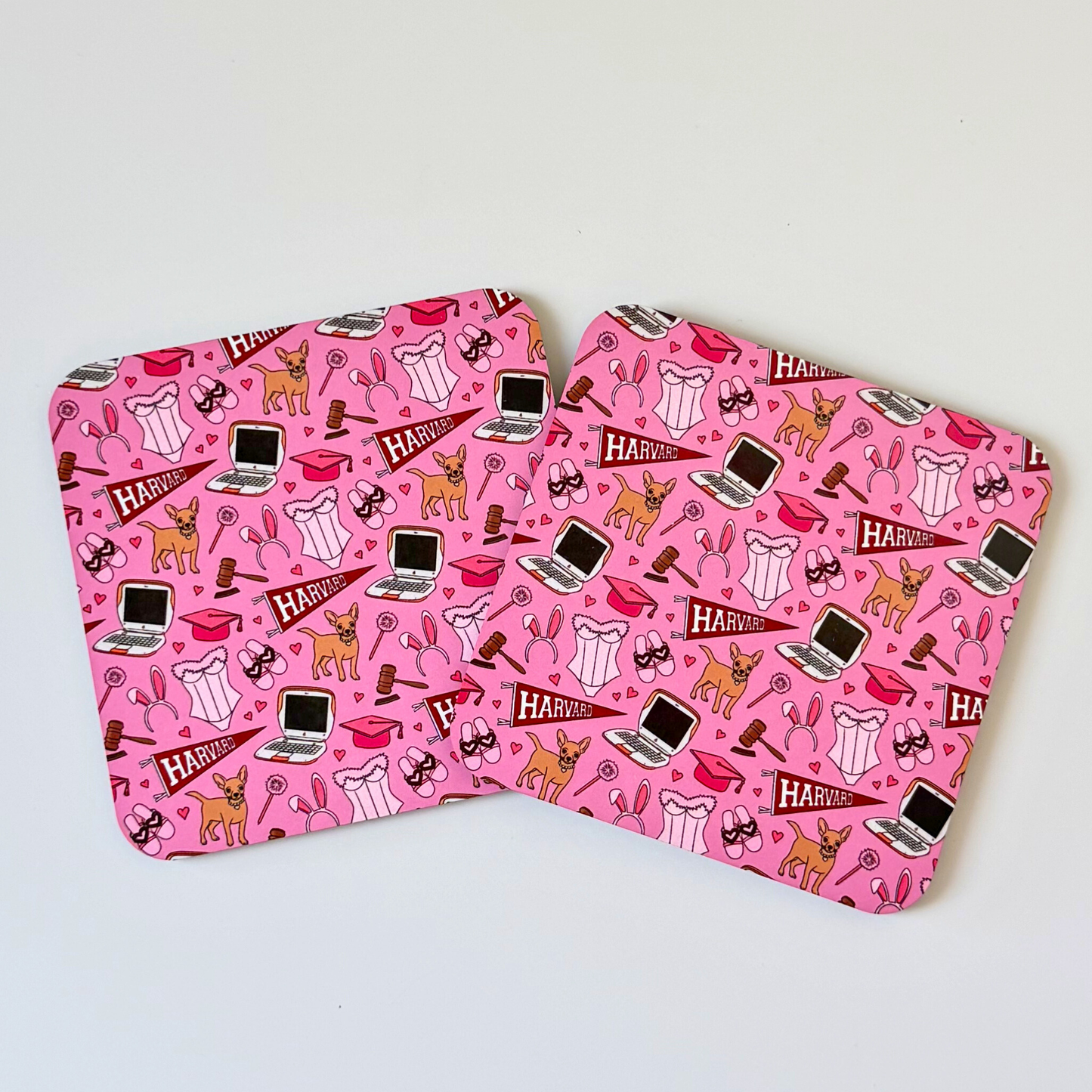 Legally Blonde Inspired Coasters – Cute “What, Like It’s Hard?” Pink Drink Coasters | Movie Fan Gift
