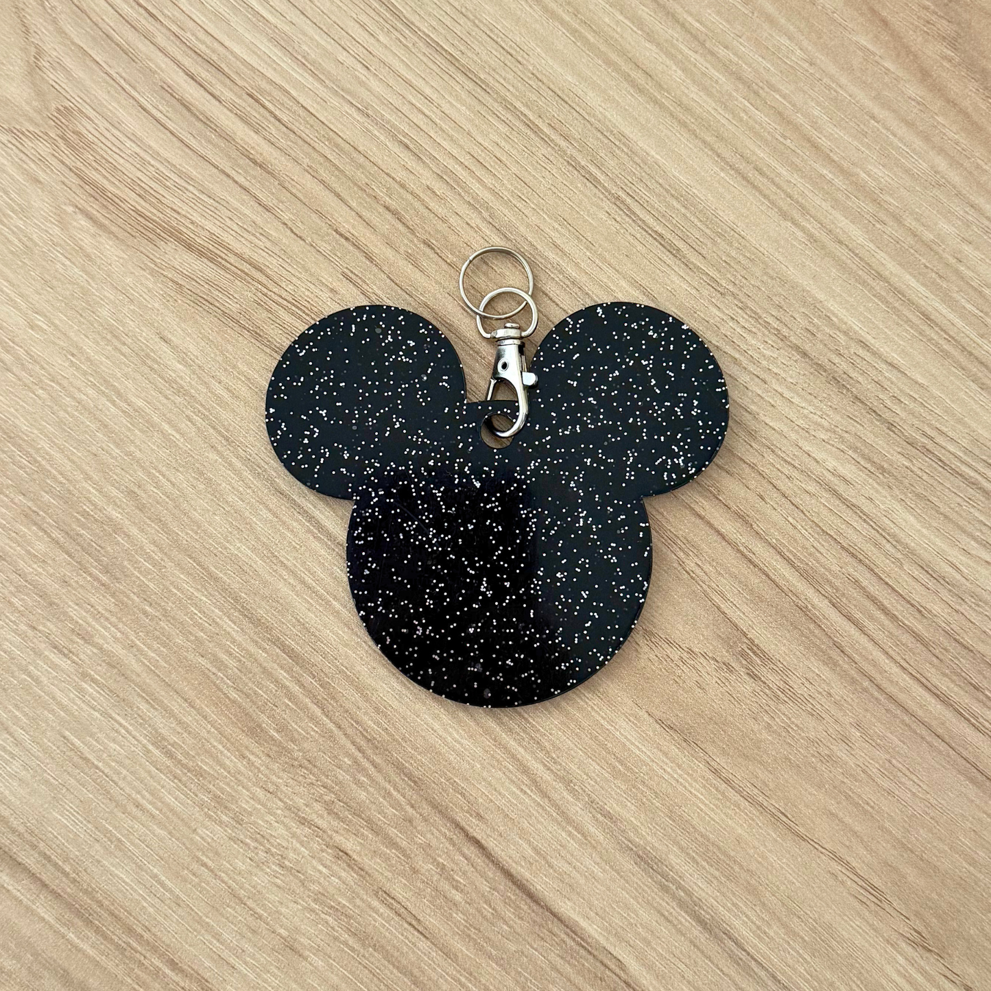 Black Glitter Mouse Ears Acrylic Keyring