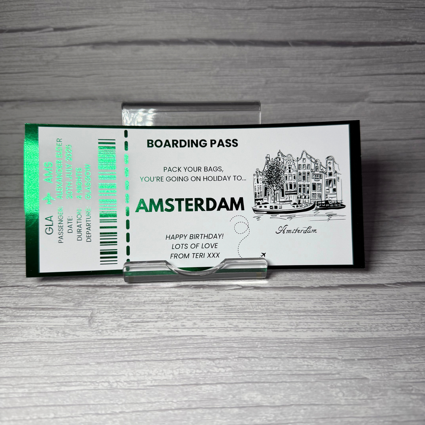 Personalised Foiled Ticket Keepsake