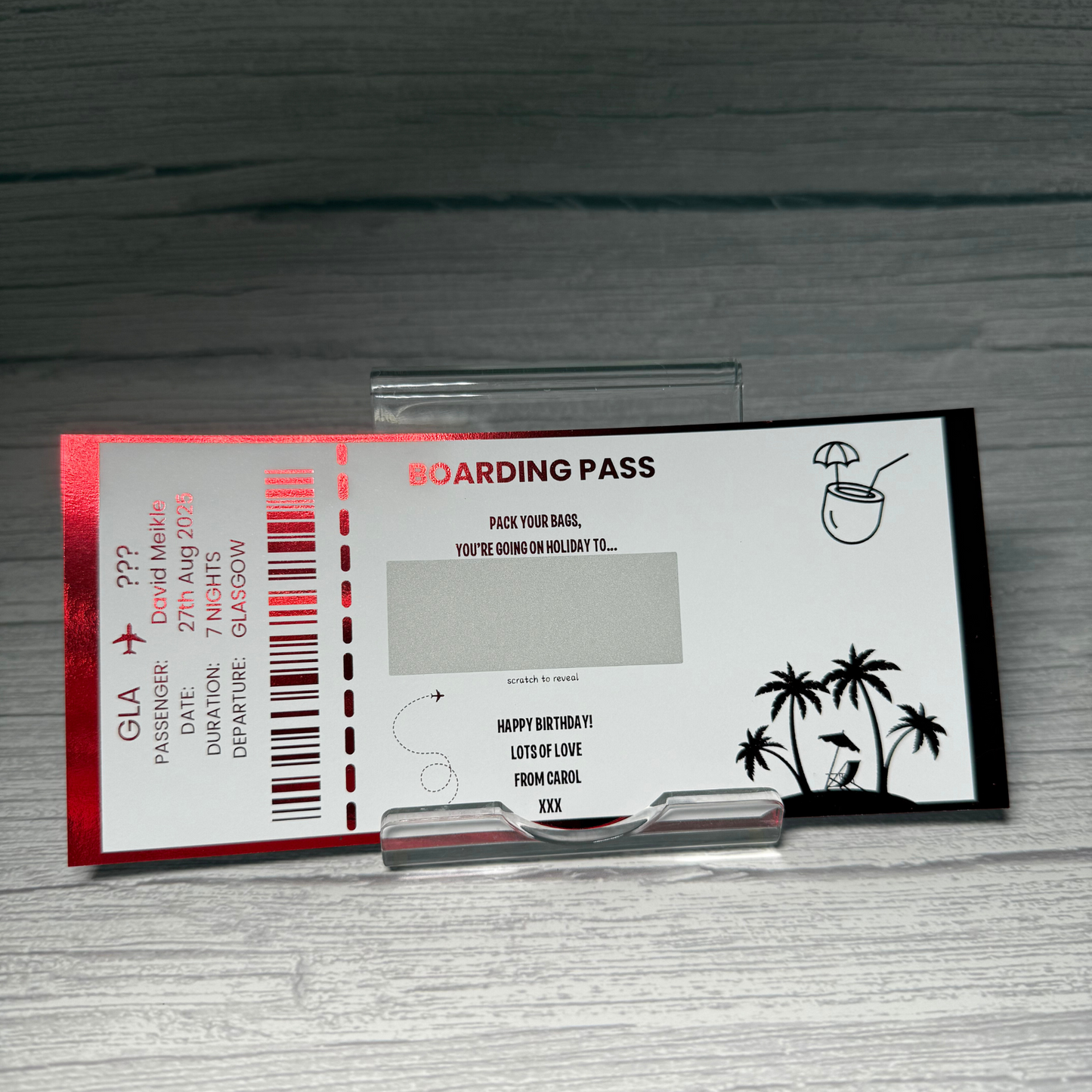 Personalised Foiled Ticket Keepsake