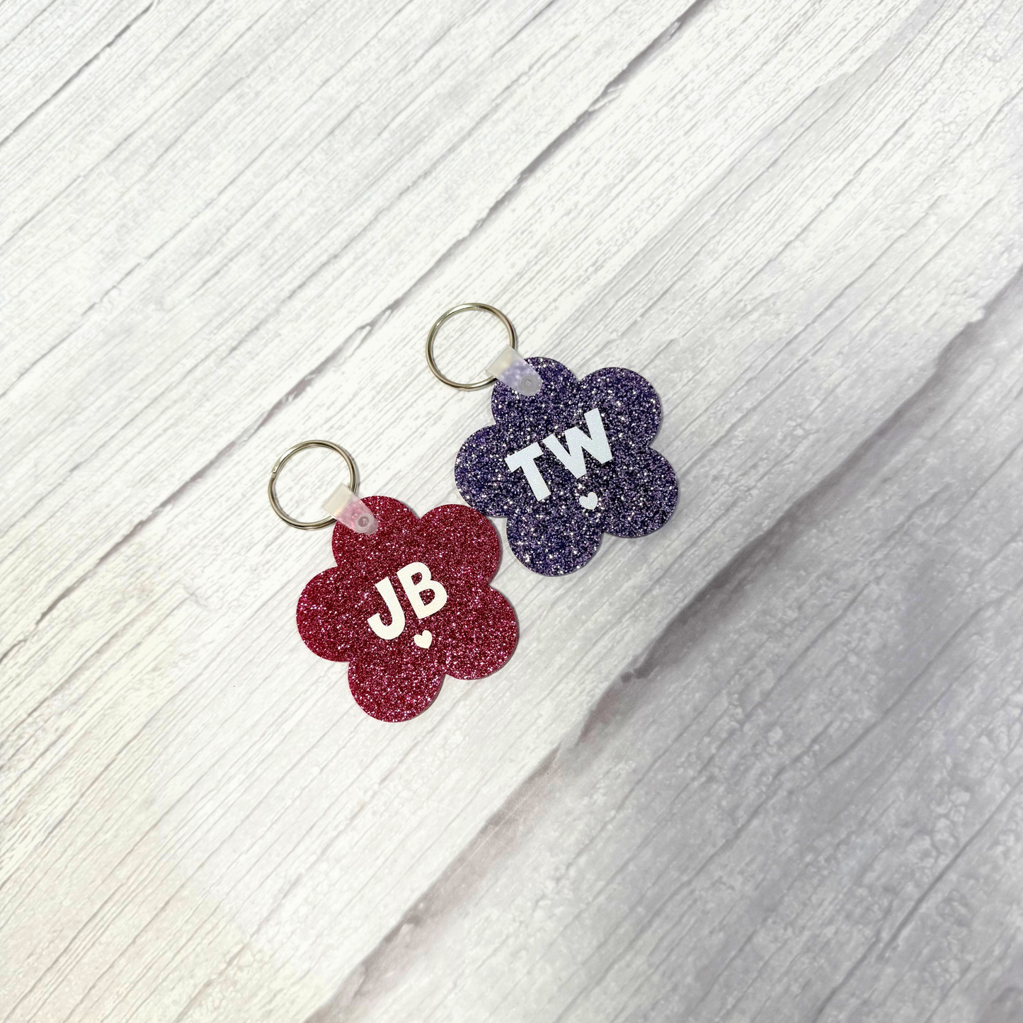 Initial Flower Keyring