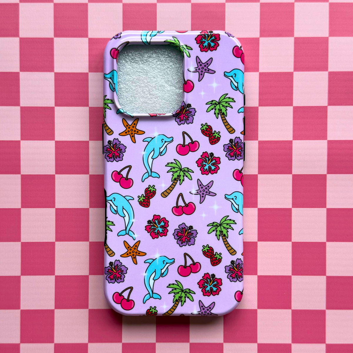 Cute Dolphin Summer Phone Case – Aesthetic Ocean Vibes iPhone Case, Fun Beachy Kawaii Dolphin Cover