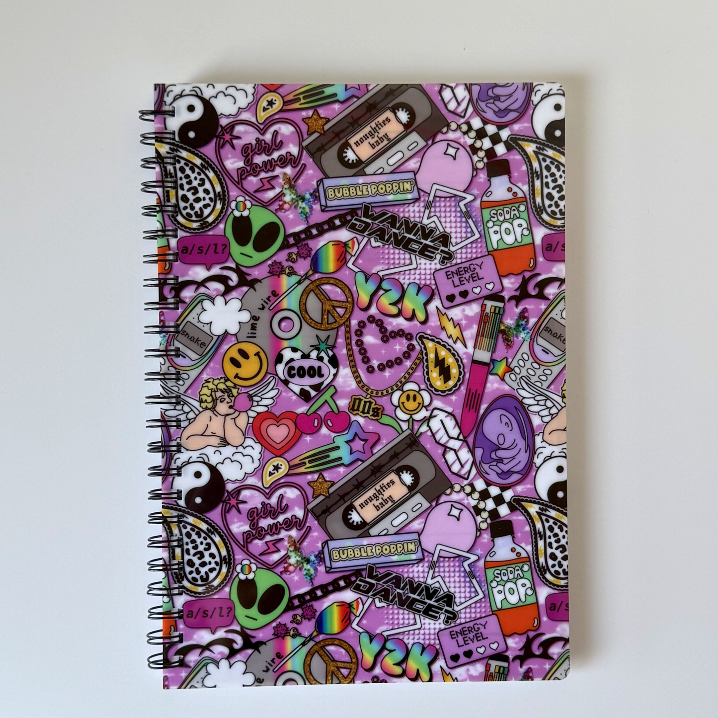 Y2K 90s Themed Notepad – Fun Cute Retro Lined Stationery | Nostalgic Desk Accessory