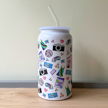 13 Going on 30 Inspired Glass Can Cup – Jenna Rink Aesthetic Iced Coffee Tumbler with Lid & Straw