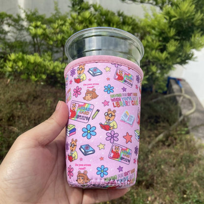 Retro Library Card Cup Sleeve | Nostalgic 90s Cartoon Inspired Coffee Holder