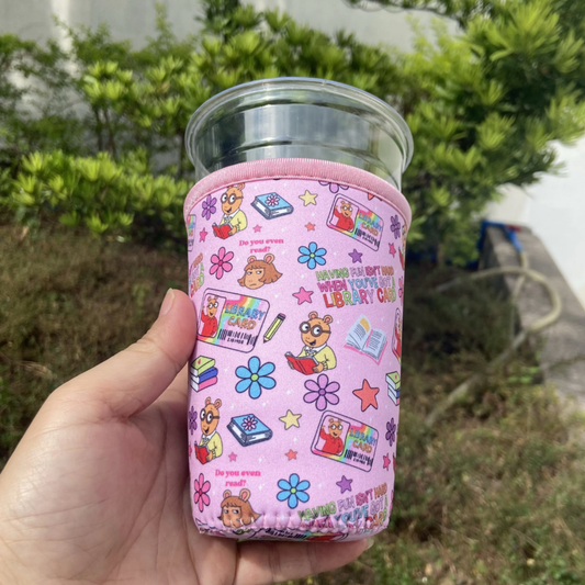 Retro Library Card Cup Sleeve | Nostalgic 90s Cartoon Inspired Coffee Holder