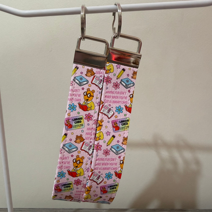 90s Cartoon Library Card Keychain Wristlet