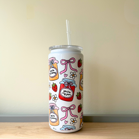 Stainless Steel Tumbler with Straw – Cute Honey & Jam Farmers Market Design | Cottagecore Aesthetic Travel Cup Gift