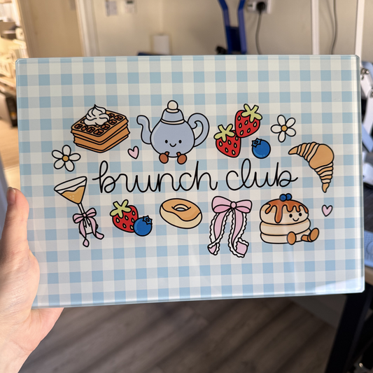 Brunch Club Jellycat Inspired Bakery Glass Chopping Board