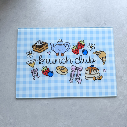 Brunch Club Jellycat Inspired Bakery Glass Chopping Board