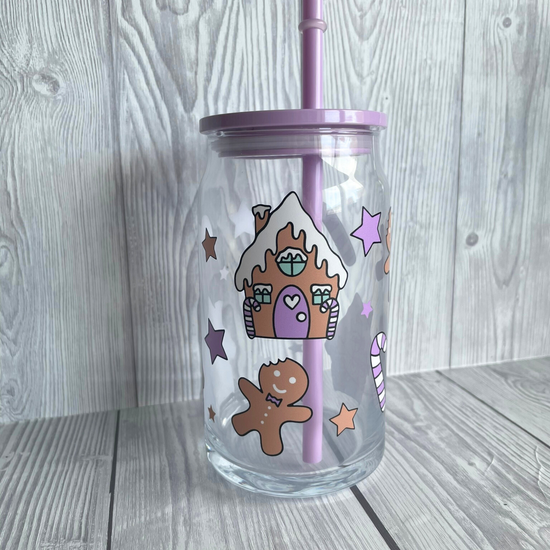 Gingerbread Purple Glass Can