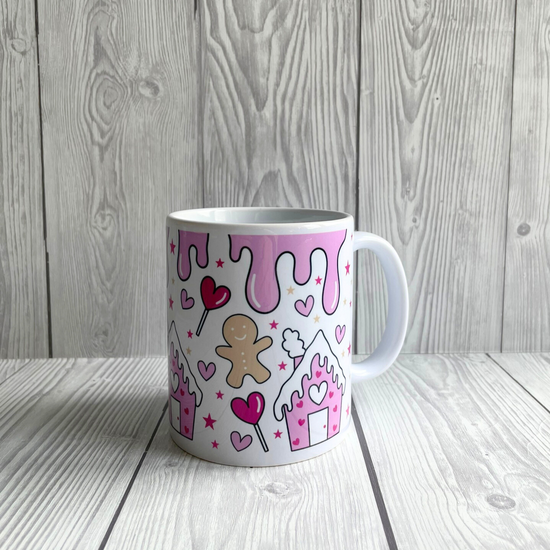 Pink Gingerbread House Mug