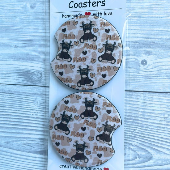 Highland Cow Car Coasters