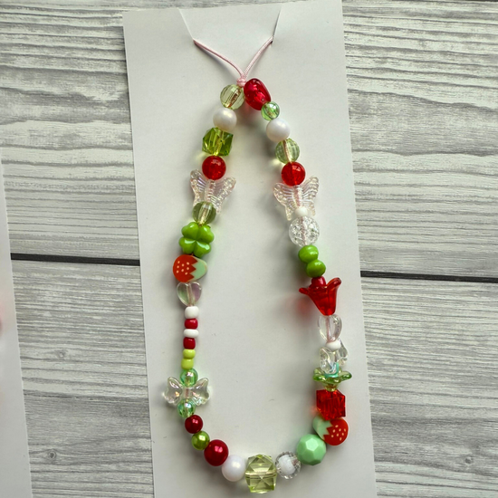 Green Beaded Phone Charm