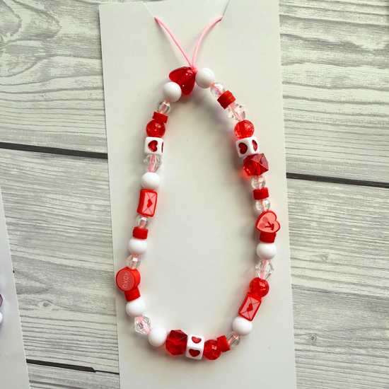 Red Beaded Phone Charm