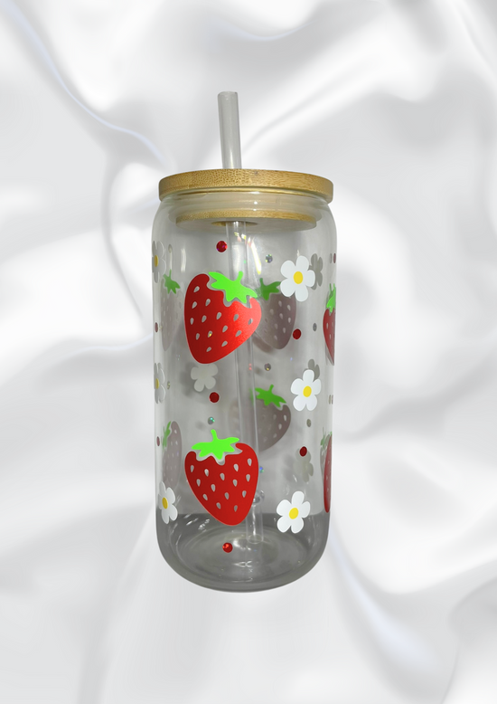 Stawberry Glass Can