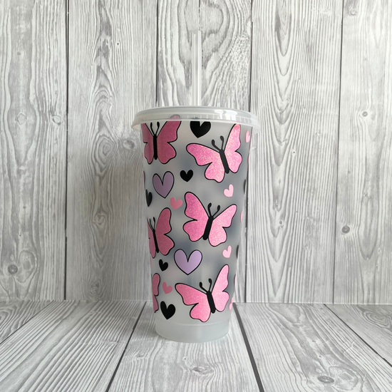 Shimmer Pink Butterfly Cold Cup