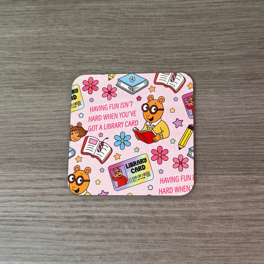 90s Library Card Cartoon Coaster – Retro & Cute