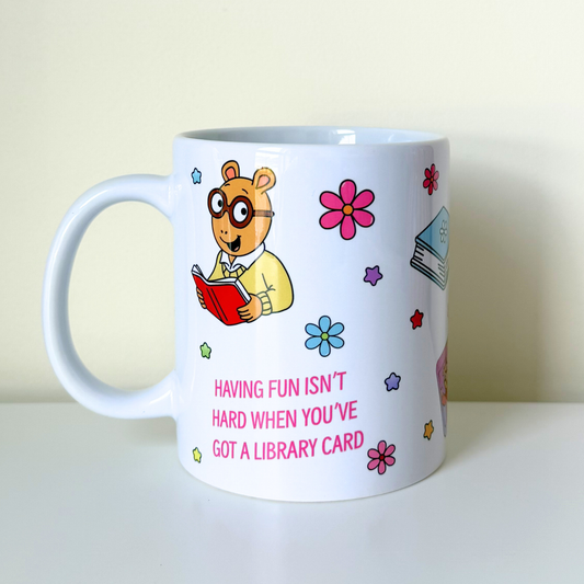 Arthur 90s Cartoon Library Card Mug – Cute Nostalgic Coffee Cup | Fun Gift for Book Lovers