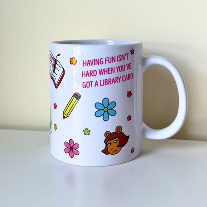 Arthur 90s Cartoon Library Card Mug – Cute Nostalgic Coffee Cup | Fun Gift for Book Lovers