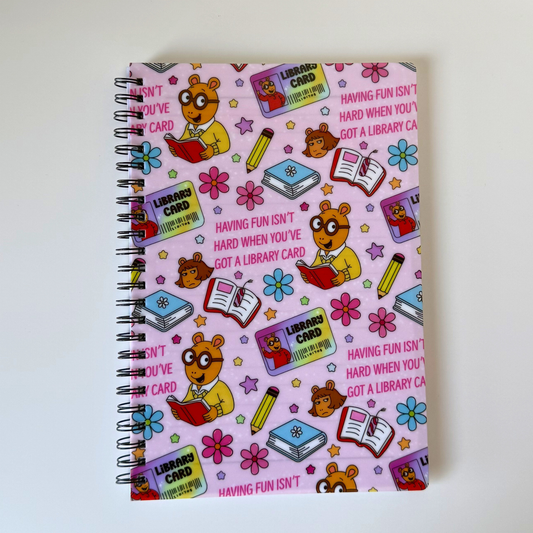 Arthur 90s Cartoon Library Card Notepad – Cute Lined Paper Notebook | Nostalgic Stationery for Book Lovers