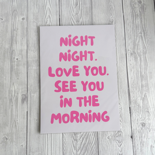 Bedroom Wall Print – Night Night Quote Art | Elder Krafts