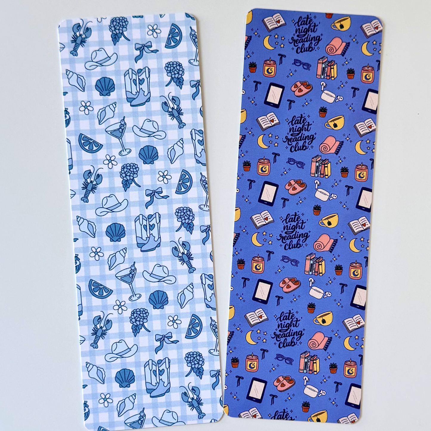 Glossy Bookmarks Set – Late Night Reading Club & Coastal Cowgirl Designs | Cute Aesthetic Book Lover Gift