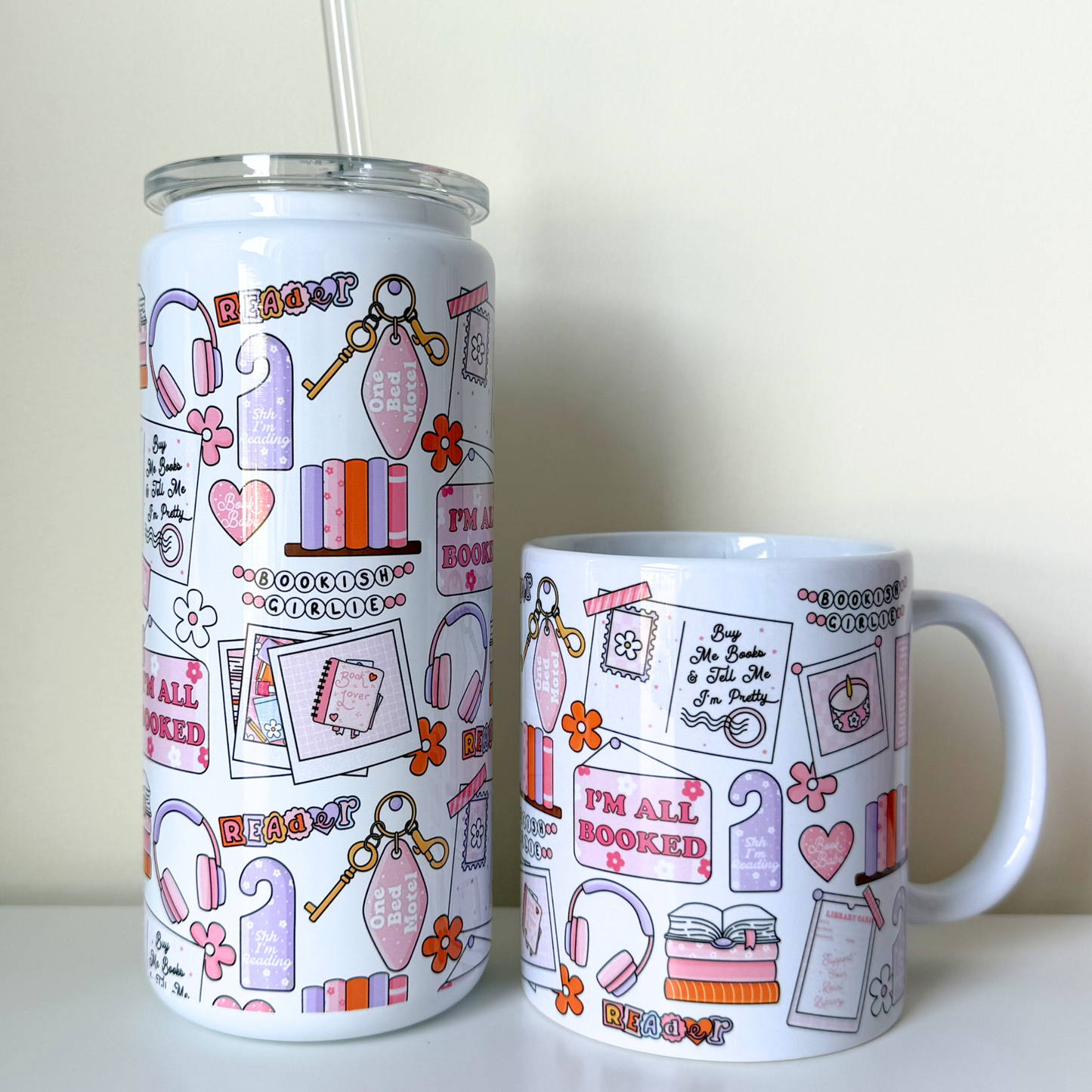 Busy and Booked Mug & Tumbler – Cute Bookish Coffee Cup | Aesthetic Reader Gift Set