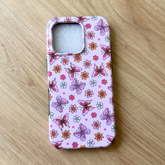 Cute Butterfly Phone Case – Aesthetic Pastel iPhone Case, Kawaii Floral Butterfly Cover, Trendy Summer Nature Design