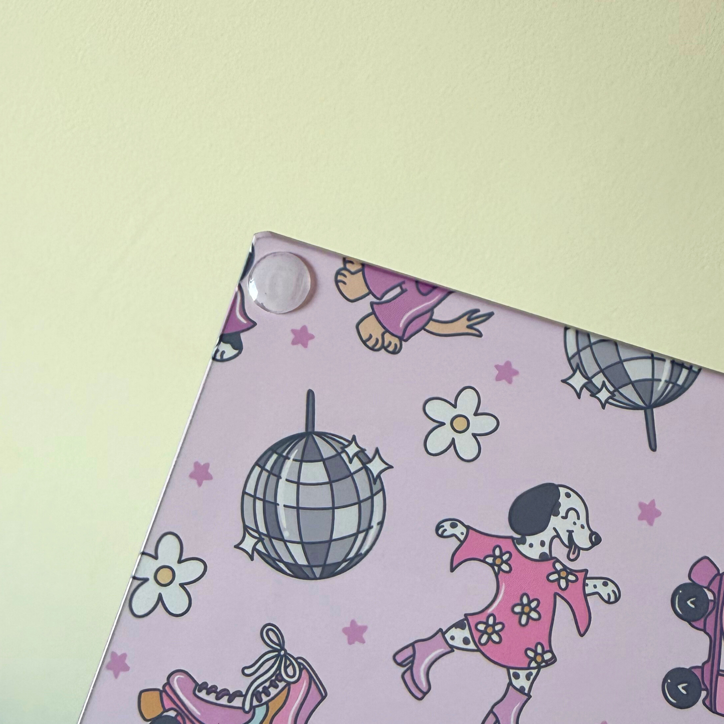 Funny Glass Chopping Board – Pink Disco Dogs Design | Serving & Charcuterie Board