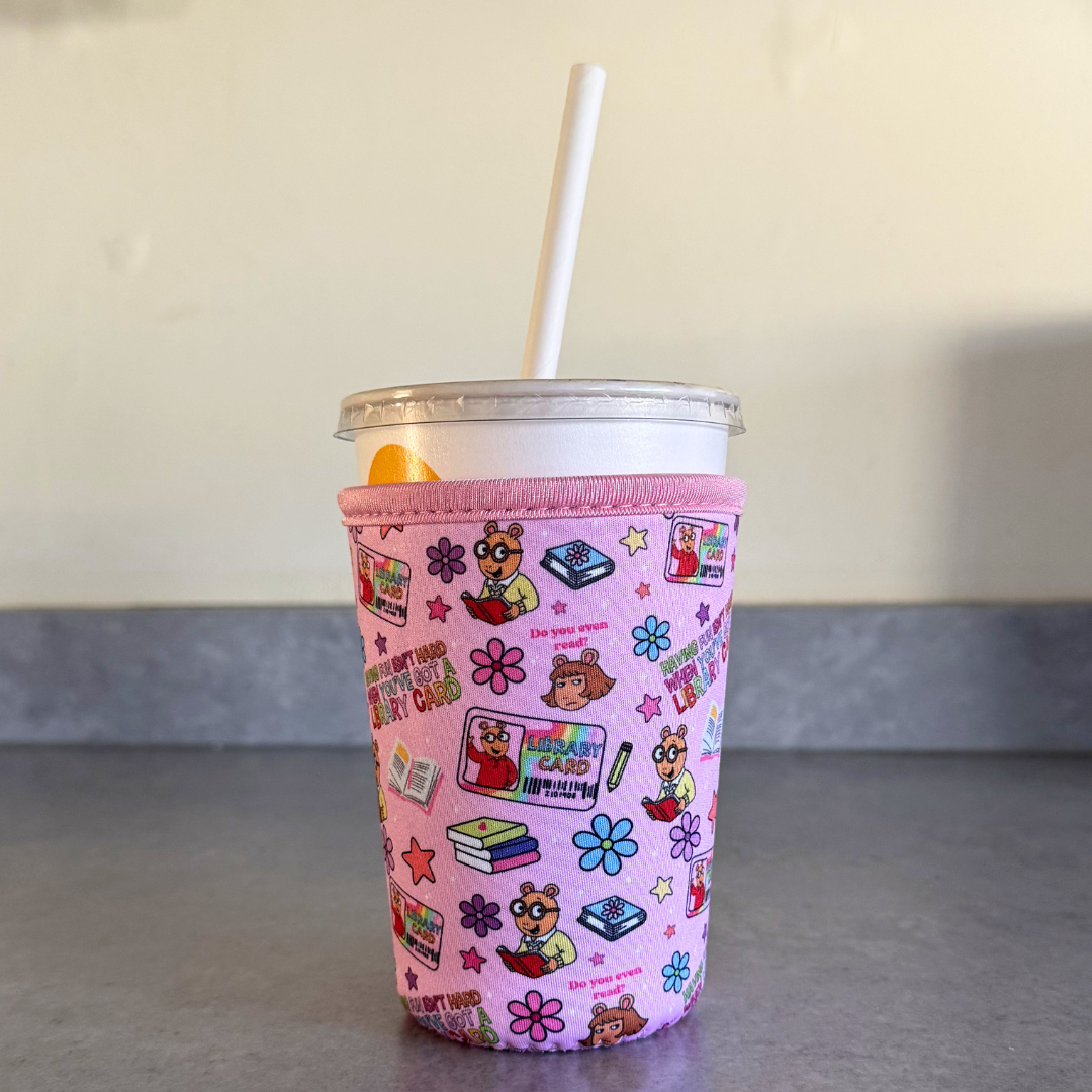 Retro Library Card Cup Sleeve | Nostalgic 90s Cartoon Inspired Coffee Holder