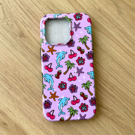 Cute Dolphin Summer Phone Case – Aesthetic Ocean Vibes iPhone Case, Fun Beachy Kawaii Dolphin Cover