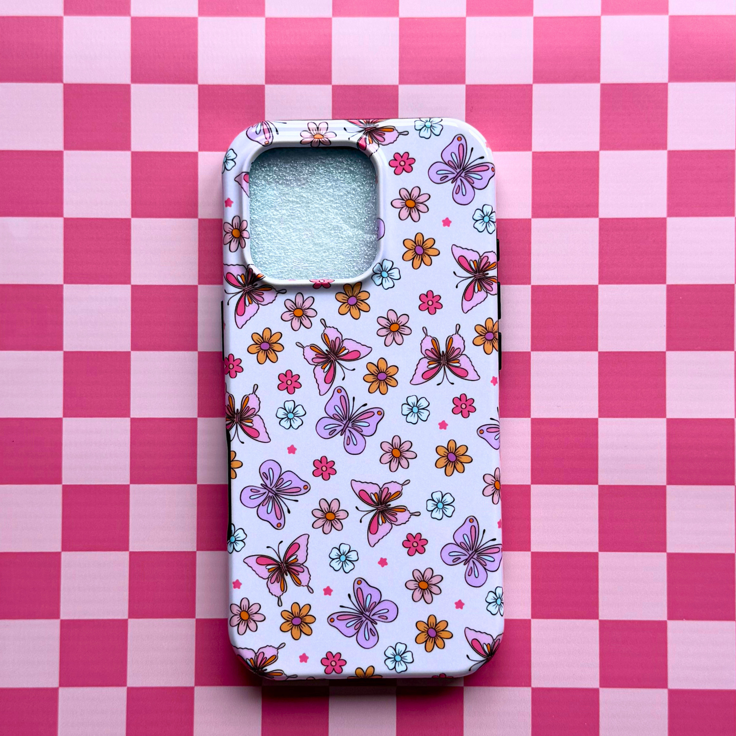 Cute Butterfly Phone Case – Aesthetic Pastel iPhone Case, Kawaii Floral Butterfly Cover, Trendy Summer Nature Design