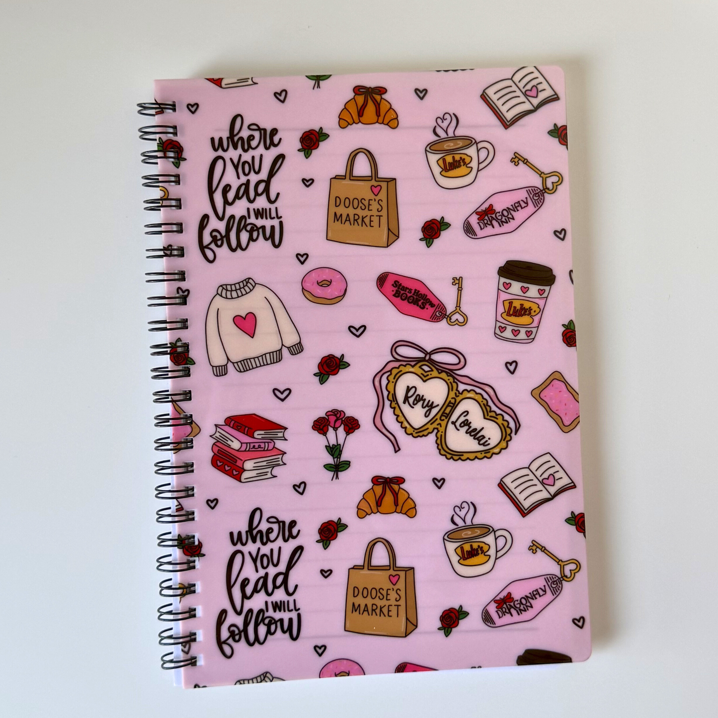 Stars Hollow Inspired Notepad – Cute Pink Bookish Lined Pages | TV Show Fan Gift