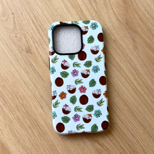 Cute Coconut Phone Case – Pastel Green Summer Aesthetic Girly Protective Cover