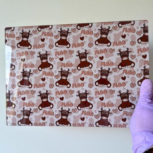 Highland Cow Glass Chopping Board – Cute Girly Kitchen Board | Serving & Charcuterie