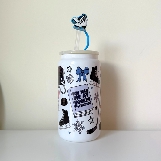 Hockey Romance Glass Can