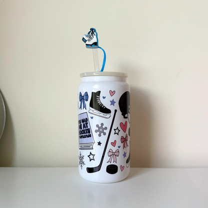 Hockey Romance Glass Can