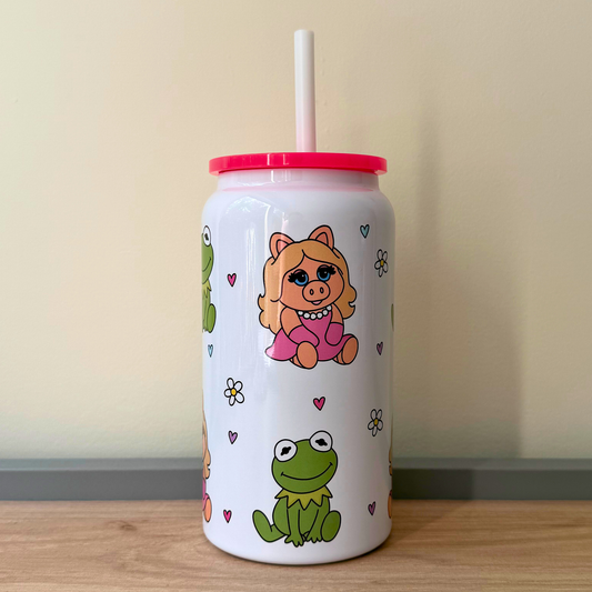 Frog Cartoon & Cartoon Piggy Inspired Tumbler Cup