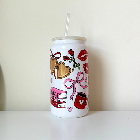 Romance Strawberry Coquette Glass Can