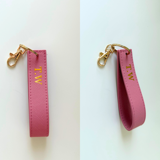 Initials Faux Leather Wristlet
