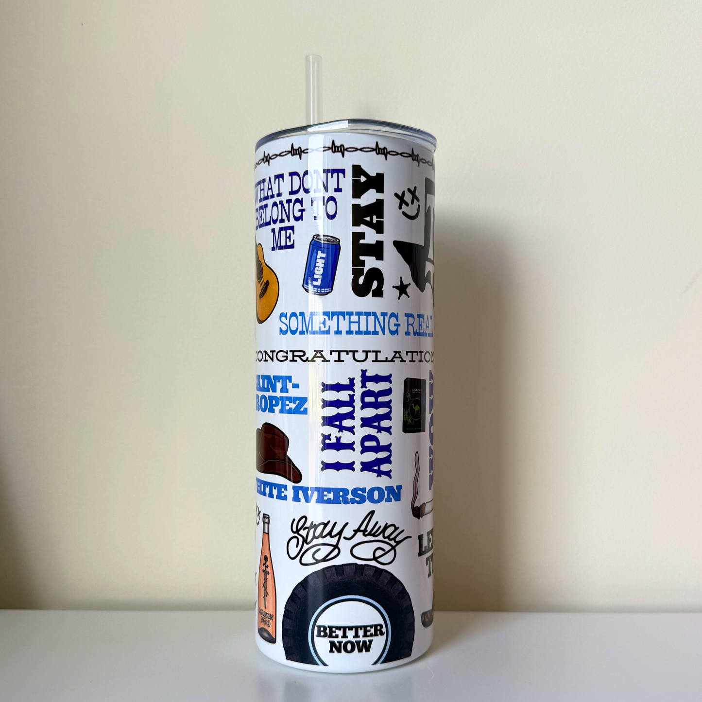 Post Malone Inspired Tumbler Cup – Travel Coffee & Hot/Cold Drink Cup | Music Fan Gift