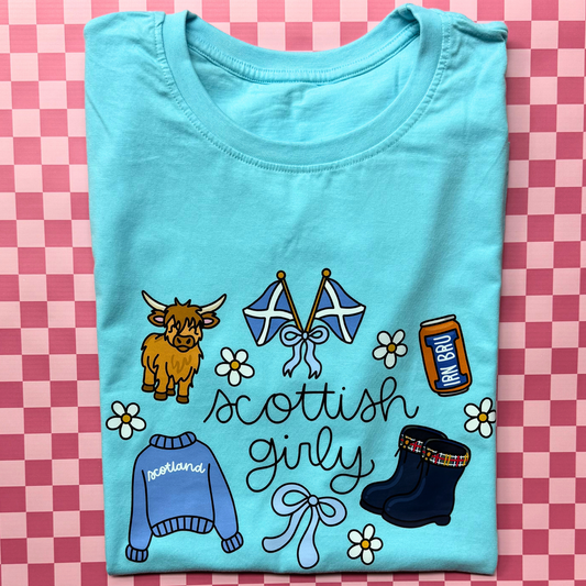 Scottish Girly Cotton T-Shirt – Cute Women’s Football Fan Tee, Soft Casual Country Pride Top, Unofficial Match Day Style Shirt