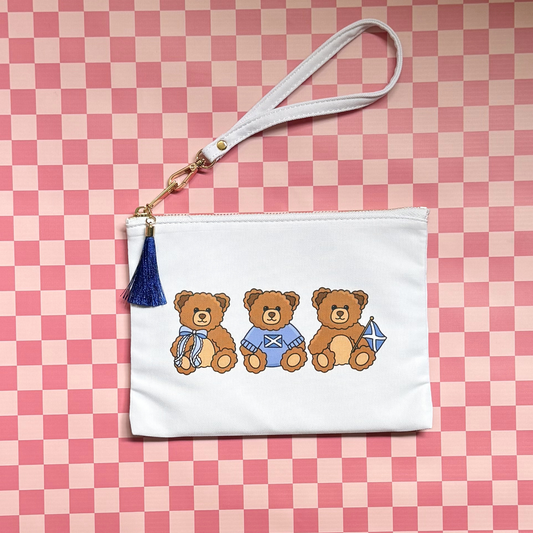 Scottish Bear Cosmetic Bag | Cute Scotland Toiletry & Makeup Pouch with Flags