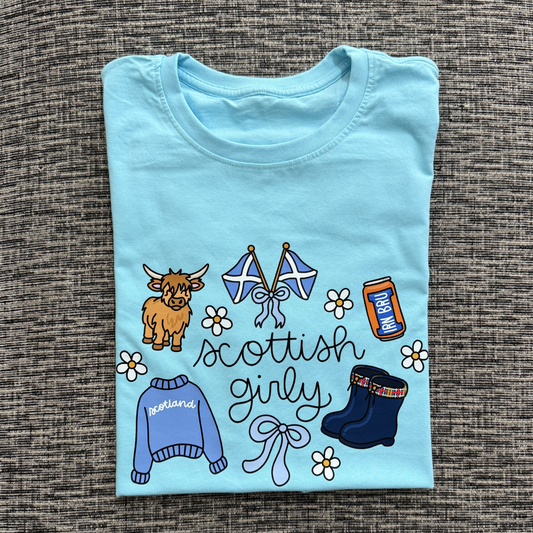 Scottish Girly Cotton T-Shirt – Cute Women’s Football Fan Tee, Soft Casual Country Pride Top, Unofficial Match Day Style Shirt