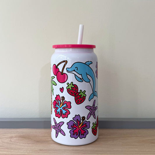 Cute Dolphin Iced Coffee Cup | Summer Pool Party Stainless Steel Tumbler