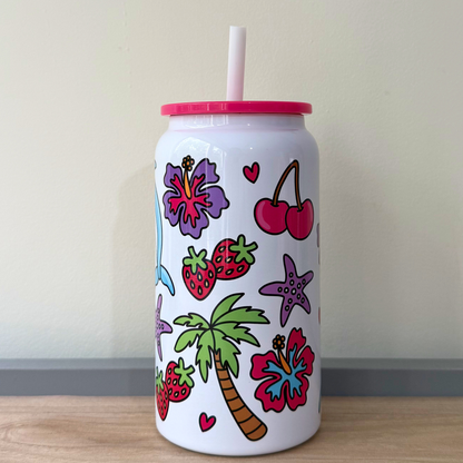 Cute Dolphin Iced Coffee Cup | Summer Pool Party Stainless Steel Tumbler